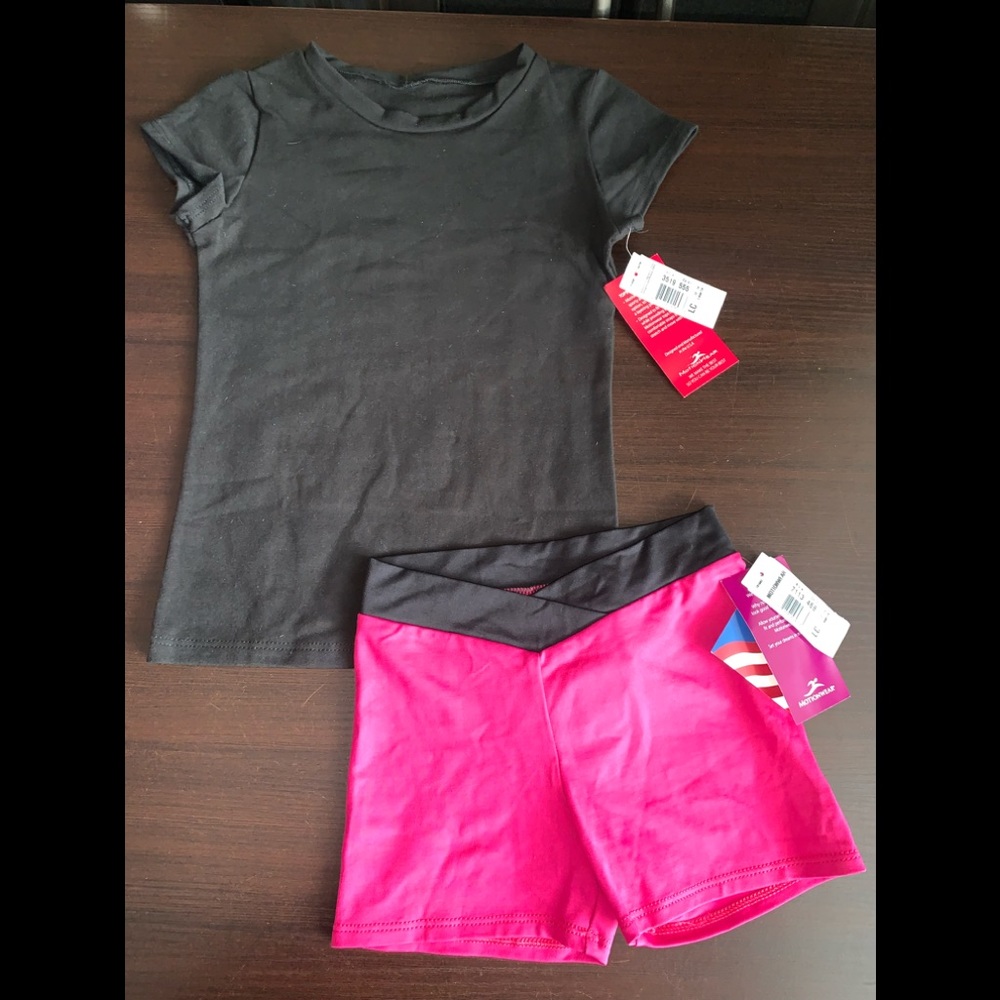 Kids Black Top/Shorts Dancewear Set 12/14 Motionwear